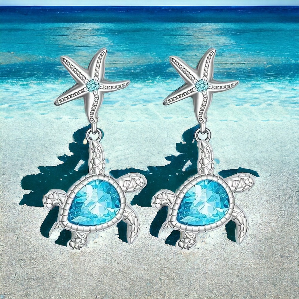 1pair Gorgeous Small Turtle Starfish Alloy Earrings‎ 
*Fashion Jewelry